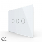 Intrerupator triplu cu touch Livolo din sticla, standard Italian, protocol ZigBee EC – Serie noua