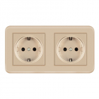 Priza Dubla de Perete Incastrata Techstar® TS-PC, 110-250V, 16A, Ignifuga, 80x151mm, Auriu
