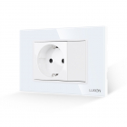 Priza Simpla si 1 Tasta Falsa cu Rama din Sticla LUXION, Standard Italian, 3M