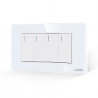 Intrerupator Cvadruplu Mecanic LUXION cu Rama din Sticla, Standard Italian, 4M