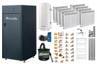 Pachet control de la distanta Centrala pe peleti Fornello King Plus 30 KW calorifere aluminiu boiler termostat aspirator kit evacuare fitinguri pompa de circulatie vas de expansiune supapa de siguranta automatizare rezervor pentru peleti 1