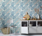 Tapet Komar  Imitations 2  model geometric  lavabil  nuanțe de albastru  cod 6315-08   0.53m x 10m  50 mp/rola