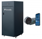 Pachet control de la distanta Centrala pe peleti Fornello King Plus 35 KW termostat pompa de circulatie vas de expansiune supapa de siguranta automatizare rezervor pentru peleti 145 kg creuzet din fonta tiraj fortat