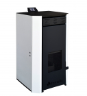 Termosemineu pe peleti Fornello EVA 30 KW pompa circulatie vas expansiune WI-FI buncar tiraj fortat recomandat pentru 200 mp Alb