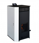 Pachet Termosemineu pe peleti Fornello EVA 30 KW pompa circulatie vas expansiune WI-FI buncar tiraj fortat kit evacuare 3.5 ml termostat aspirator boiler 100L Radiatoare Aluminiu si Fitinguri montaj