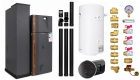 Pachet Centrala termica compacta pe peleti Fornello Rossi Camino Compact Automatic 25 kw antracit boiler termostat kit evacuare fitinguri pompa de circulatie vas expansiune tiraj fortat curatare automata a arzatorului si a drumurilor de fum