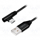 Cablu Logilink CU0142 - USB 2.0 la micro-USB (90A° angled) male, 1m