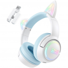 Casti Gaming GT838 Wi-Fi 2.4Ghz / BT / USB-C Iluminare RGB Albastru