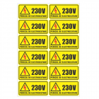 Indicator avertizare tensiune la priza 230V, autocolant, 12 buc/coala