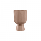 Ghiveci Keli Mika Petit Wood, PVC, maro piatra, diametru 14 cm, inaltime 20.5 cm