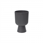 Ghiveci Keli Mika Petit Wood, PVC, antracit piatra, diametru 18 cm, inaltime 26.5 cm