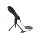 Microfon USB condenser microphone with table stand (black)