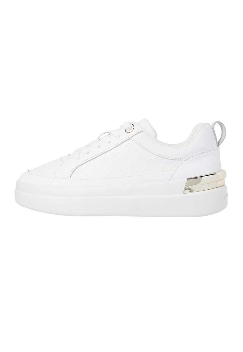 Pantofi sport low-cut de piele - Alb/Auriu
