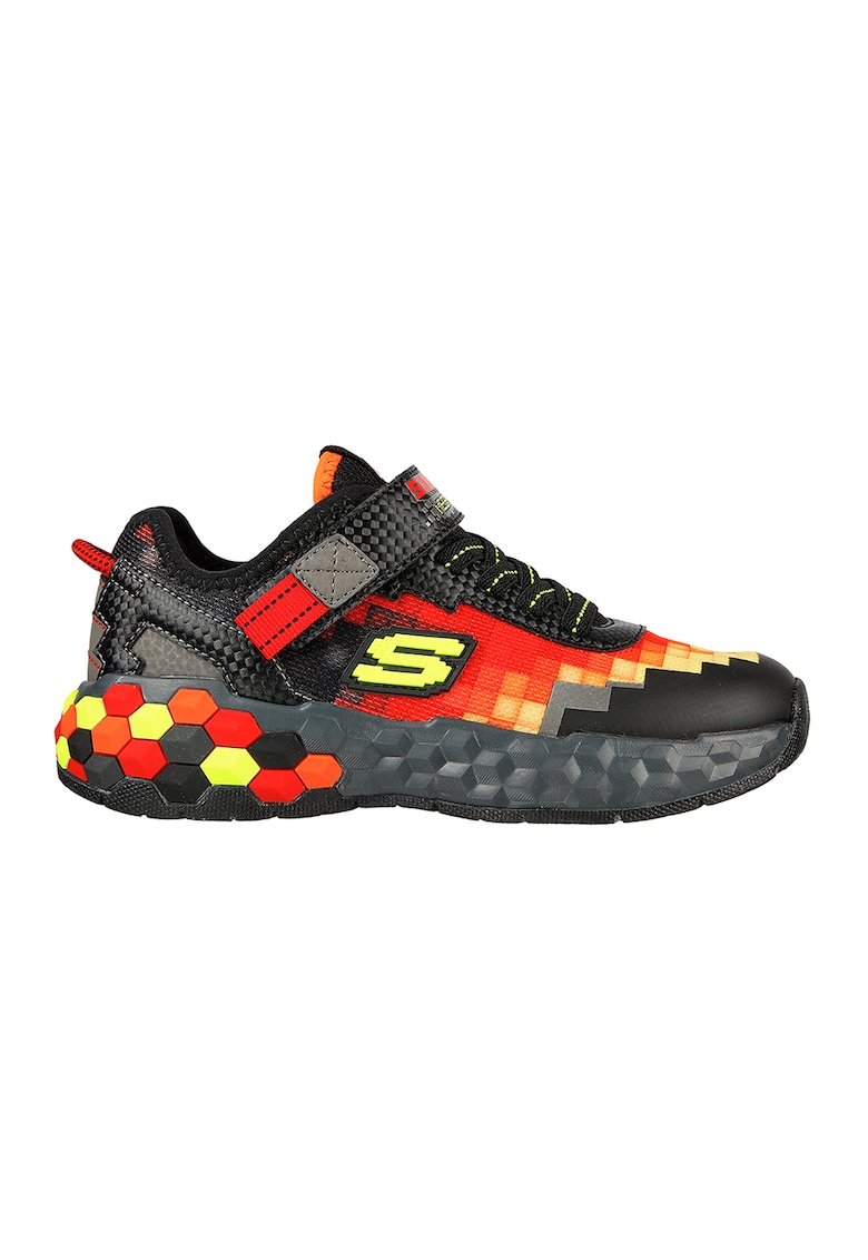 Pantofi sport de piele ecologica si material textil Mega Craft 2.0 - Negru/Galben/Portocaliu mandarina