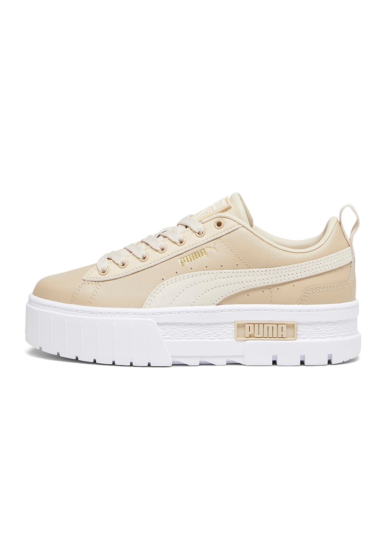 Pantofi sport flatform cu insertii din piele intoarsa Mayze - Galben pal