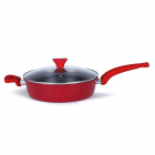 Tigaie rosie cu capac MEP131R, diametru 26 cm