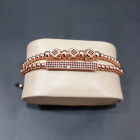 Set 2 bratari Charm din otel inoxidabil si zirconiu, Unisex, rosegold