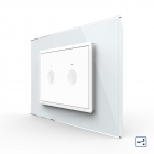 Intrerupator dublu cap scara / cap cruce cu touch Livolo cu rama din sticla, standard Italian – Serie noua