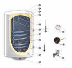 Boiler termoelectric Sunsystem MB-NL2 S1 80 cu o serpentina 80 litri putere  serpentina 8.22 kw putere  electrica 2 KW serpentina pe partea dreapta reglaj extern al temperaturii izolatie termica