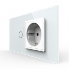 Intrerupator Simplu + Priza LIVOLO cu Rama Din Sticla, Standard Italian, 4M