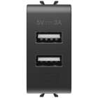 Sursa de alimentare usb tip A+A 3A 1 modul Gewiss Chorus GW12447, negru satin
