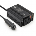 Invertor de Putere Auto Techstar® 150W - 12V DC la 220V AC, cu Porturi USB-C si USB-A pentru Incarcare Rapida