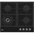 Plita incorporabila Beko HILW64225S, alimentare gaz, 4 zone de gatit, wok, 2 gratare din fonta, 60 cm, negru