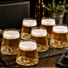 Set 6 pahare de bere cu munte, din sticla borosilicata 250ml, Varful Berarilor