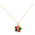 Pandantiv auriu cu cristale multicolore Helena, cu lantisor – Perfectbijoux.ro