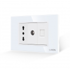 Priza Ingusta + TV + Internet cu Rama din Sticla LUXION, Standard Italian, 3M