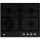 Plita incorporabila Beko HIAW64225SB, Gaz, 4 arzatoare, Gratar de fonta, Negru