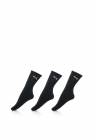 Set de sosete unisex lungi cu logo brodat - 3 perechi - Negru