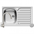 Chiuveta Bucatarie INTL 1B1D ST LN Inox si Baterie BELLO Monocomanda Crom