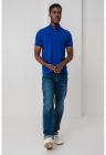 Tricou polo cu detalii contrastante - Albastru royal