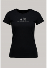 Tricou de bumbac cu decolteu rotund si logo - Negru/Argintiu