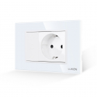 Intrerupator Mecanic Jaluzele + Priza cu Rama din Sticla LUXION, Standard Italian, 3M