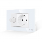 Intrerupator Mecanic cu Variator + Priza cu Rama din Sticla LUXION, Standard Italian, 3M