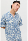 Camasa relaxed fit cu maneci scurte - Alb/Albastru pastel