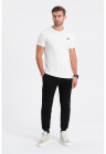 Tricou de bumbac cu decolteu la baza gatului - Alb