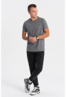 Tricou de bumbac cu decolteu la baza gatului - Gri inchis