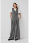 Pantaloni ampli in dungi - Gri inchis