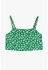Top crop cu model floral - Verde aquamarin/Alb murdar