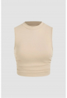 Bluza dama  detalii incretite - bej - jerseu poliester