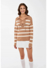 Pulover tricotat lejer  dungi - natural - tricot