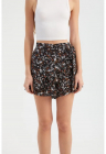 Pantaloni scurti dama -  talie inalta - imprimeu floral - negru - textil