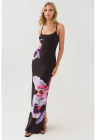 Rochie maxi -  floral - mulata - neagra - jerseu