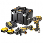 cordless hammer + Angle Set DCK2080P2T, 18 Volt, tool set (yellow / black, combo pack, 2x Li-ion battery 5.0 Ah)