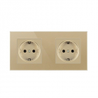 Resigilat Priza Techstar® Crystal TS2, Dubla, Sticla Securizata, Culoare Auriu Sandcastle, 16A – Techstar.ro