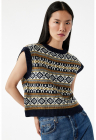 Pulover crop cu model grafic - Multicolor