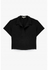 Bluza crop cu maneci scurte - Negru